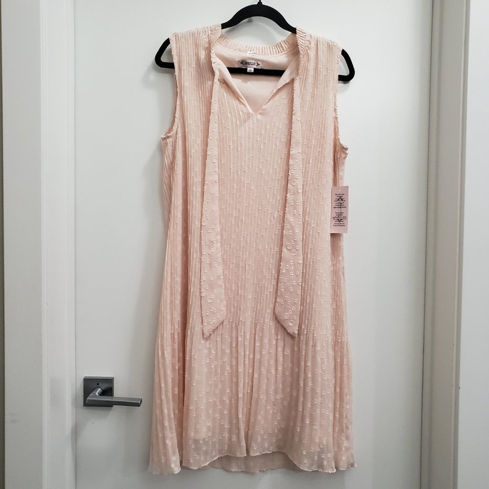 Nanette Lepore Blush Pink Sparkle Chiffon Midi-Length Cocktail Dress NWT - Picture 2 of 15